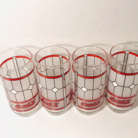 NWOT 4 Coca Cola Stained Tumbler Glasses - Picture 5 of 6
